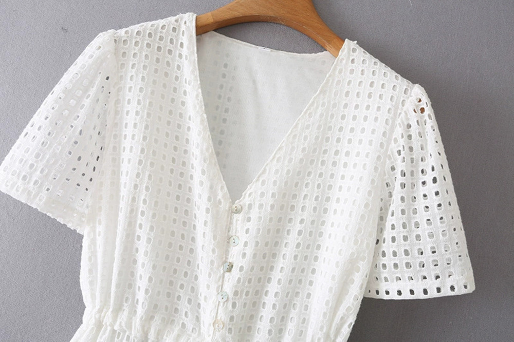 Spring Embroidered Drawstring Dress - Picture 2 of 5